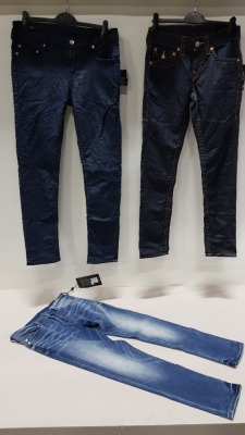 3 X BRAND NEW TRUE RELIGION DENIM JEANS IN BLUE AND DARK BLUE SIZE 28 AND 30