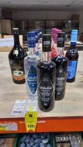 11 X BOTTLES OF ALCOHOL IE. 9 X SAMBUCA 70CL VARIOUS FLAVOURS, 1 X BAILEYS IRISH CREAM 1.5L, 1 X HARVEYS SOLERA SHERRY 75CL