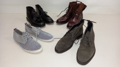 9 PIECE MIXED SHOE LOT CONTAINING DUNE PUMPS, REISS SUEDE CHUCKER BOOTS, DUNE LONDON BROWN BOOTS AND RUKSH BROWN BOOTS ETC