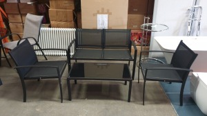 ROYALCRAFT 4 PC WALTON COFFEE SET COMPRISING DOUBLE BENCH, 2 CHAIRS, COFFEE TABLE - IN A BOX GW 30KG