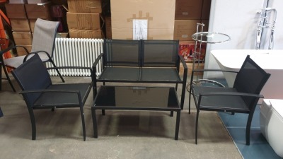 ROYALCRAFT 4 PC WALTON COFFEE SET COMPRISING DOUBLE BENCH, 2 CHAIRS, COFFEE TABLE - IN A BOX GW 30KG
