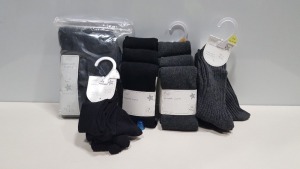 60 X BRAND NEW KIDS TESCO / F&F PACKS OF 3 & 5 SUPER SOFT COTTON RICH TIGHTS IN GREY AND BLACK AND COTTON RICH SOCKS IN GREY AND BLACK IN VARIOUS SIZES (MAINLY TIGHTS) IN 3 TRAYS (NOT INCLUDED)