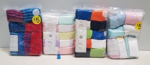 80 X BRAND NEW TESCO / F&F PACKS OF 10 BOYS AND GIRLS BRIEFS IN VARIOUS COLOURS AND SIZES IN 4 TRAYS (NOT INCLUDED)