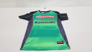 16 X BRAND NEW KAWASAKI OFFICIAL MERCHANDISE TEAM KAWASAKI SPONSORED T SHIRTS SIZE XS AND SMALL