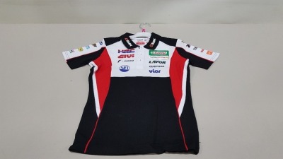 18 X BRAND NEW HONDA OFFICIAL MERCHANDISE SPOSNSORED POLO SHIRTS SIZE S, M AND XL