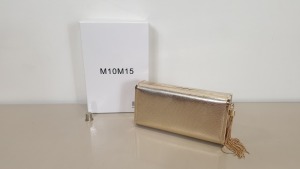 APPROX 60 X M10M15 GOLD METALLIC BAGS WITH CHAIN