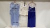 5 PIECE MIXED CLOTHING LOT CONTAINING A RONALD JOYCE BLUE DRESS SIZE 14 RRP £224.00, AFTER SIX WHITE BLAZER AND BLACK PANTS SIZE 10 RRP £277.00, SIMON ELLIS BLUE DRESS SIZE 12 RRP £262.00 AND KATE COOPER BLAZER AND PANTS SIZE 12 RRP £310.00