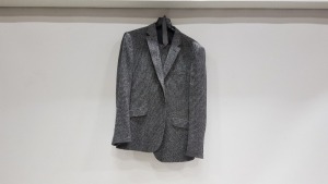 7 X BRAND NEW LUTWYCHE SUITS IN PATTERNED GREY SIZE 42R, 38R, 40R AND 42R (PLEASE NOTE SUITS ARE NOT FULLY TAILORED)