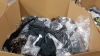 FULL PALLET OF CLOTHING CONTAINING DOROTHY PERKINS DENIM JEANS IN VARIOUS SIZES, WALLIS RED DRAPED DRESSES, DOROTHY PERKINS BLACK DRESSES, EVANS SWIMWEAR, DOROTHY PERKINS SEQUENED DRESSES, DOROTHY PERKINS TROUSERS, DOROTHY PERKINS POLKADOT DRESSES AND TOP