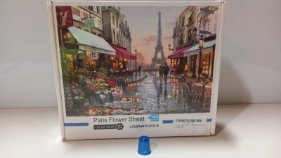 32 X BRAND NEW 1000 PC JIGSAW SETS - FLOWER SHOP UNDER THE TOWER DESIGN