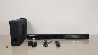 BRAND NEW BOXED MAGNUM POWERFUL SOUNDBAR AND SUBWOOFER - REMOTE INCLUDED
