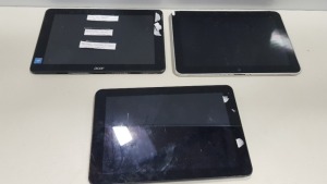 LOT CONTAINING 3 TABLETS INCLUDING ACER, HP ELITEPAD, PRESTIGIO MULTIPAD 4 WITH NO CHARGERS