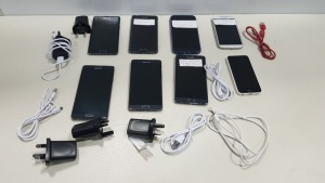8 PIECE LOT CONTAINING 6 SAMSUNG, 1 GOOGLE PIXEL AND 1 IPHONE PHONES ALL FOR SPARES