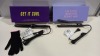 2 X BRAND NEW PYT (PRETTY YOUNG THING) HAIR STYLING TOOLS IE. 1 X STRAIGHTENER TONGUES BLACK, 1 X CURLING WAND BLACK - NOTE: EURO PLUGS