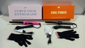 2 X BRAND NEW PYT (PRETTY YOUNG THING) HAIR STYLING CURLING WANDS - 1 X PINK, 1 X BLACK - NOTE: EURO PLUG