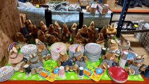 GIFTSHOP ITEMS IN 3/4 BAY IE. 25 X 12 PLUSH RABBITT TOYS AND A LARGE SELECTION OF PAPER PLATES
