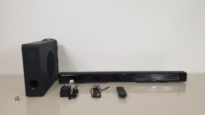 BRAND NEW BOXED MAGNUM POWERFUL SOUNDBAR AND SUBWOOFER - REMOTE INCLUDED