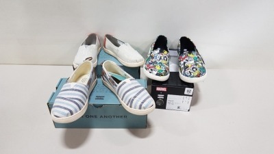 9 X BRAND NEW TOMS FOOTWEAR IN VARIOUS CHILDREN'S STYLES AND SIZES