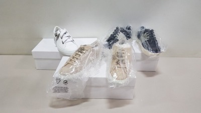 6 PIECE MIXED SHOE LOT CONTAINING 3 X SUBTERRANEAN TRAINERS IN BLACK AND SILVER AND YELLOW SIZE 40 AND 2 X SEDITIONARY MATTE OPTIC WHITE AND BLACK TRAINERS AND 1 X ALPHA LUX PUTTY TRAINERS SIZE 40