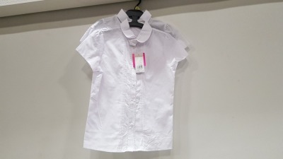 110 X BRAND NEW F&F 2 PACK OF EASY IRON GIRLS WHITE SHIRTS IN SIZE 9-10 YEARS RRP £6.00 (TOTAL RRP £660.00)