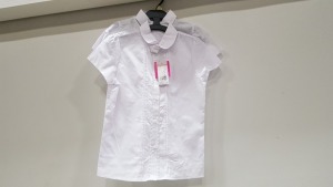 100 X BRAND NEW F&F 2 PACK OF EASY IRON GIRLS WHITE SHIRTS IN SIZE 9-10 YEARS RRP £6.00 (TOTAL RRP £600.00)