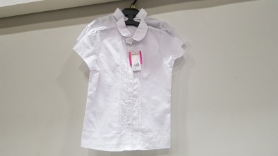 100 X BRAND NEW F&F 2 PACK OF EASY IRON GIRLS WHITE SHIRTS IN SIZE 9-10 YEARS RRP £6.00 (TOTAL RRP £600.00)