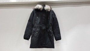 5 X BRAND NEW ONLY CLOTHING BLACK FAUX FUR HOODED PARKA COATS SIZE MEDIUM RRP £50.00 (TOTAL RRP £250.00)