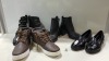 16 PIECE MIXED FOOTWEAR LOT CONTAINING DOROTHY PERKINS BLACK ANKLE BOOTS SIZE 7 AND 8 RRP £59.00, DOROTHY PERKINS LOAFER IN BLACK SIZE 7, TOPSHOP ZIP UP ANKLE BOOTS SIZE 5 AND EASY HIGH TOP BOOTS SIZE 9