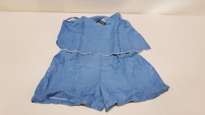 20 X BRAND NEW SIMPLY BE DENIM TENCEL PLAYSUITS IN MID BLUE SIZE 16 AND 30 (ORIG RRP £30 TOTAL £600)