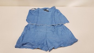 20 X BRAND NEW SIMPLY BE DENIM TENCEL PLAYSUITS IN MID BLUE SIZE 16, 18 AND 28 (ORIG RRP £30 TOTAL £600)