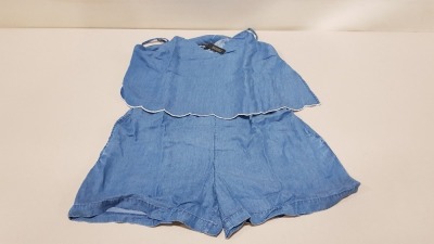 20 X BRAND NEW SIMPLY BE DENIM TENCEL PLAYSUITS IN MID BLUE SIZE 16, 18 AND 28 (ORIG RRP £30 TOTAL £600)
