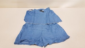 20 X BRAND NEW SIMPLY BE DENIM TENCEL PLAYSUITS IN MID BLUE SIZE 22, 26 AND 30 (ORIG RRP £30 TOTAL £600)