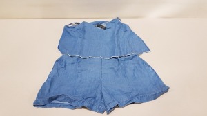 20 X BRAND NEW SIMPLY BE DENIM TENCEL PLAYSUITS IN MID BLUE SIZE 28 (ORIG RRP £30 TOTAL £600)
