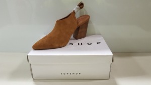 14 X BRAND NEW TOPSHOP GOJI TAN HEELED SHOES SIZE 8 AND 9 RRP £46.00 (TOTAL RRP £644.00)