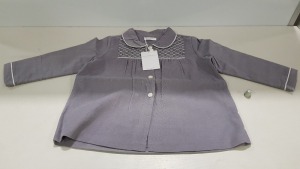 22 X BRAND NEW HAPPYOLOGY KIDS GREY SMOCKED JACKETS IE AGE 24-36 MONTHS AND 12-18 MONTHS RRP £32.00 (TOTAL RRP £704.00)