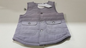 8 X BRAND NEW HAPPYOLOGY KIDS GREY QUILTED GILET IE AGE 18-24 MONTHS AND 24-36 MONTHS RRP £32.00 (TOTAL RRP £256.00)