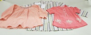 21 PIECE MIXED HAPPYOLOGY KIDS CLOTHING LOT CONTAINING GREENERY STRIPE ANTONIO SHIRT, ROSE PINK MYRTRLE DRESS AND BLUSH PIPER BABY BLOUSE ETC