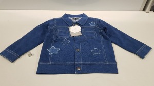 15 X BRAND NEW HAPPYOLOGY STAR PRINT BUTTONED DENIM JACKETS IE AGE 12-18 MONTHS