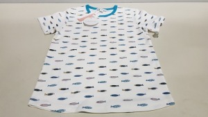 20 X BRAND NEW HAPPYOLOGY MATCHING TOPS AND BOTTOMS I SWIMMING FISH JERSEY SHORTS IN WHITE AND SWIMMING FISH T SHIRT IN WHITE