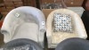 2 X TUB CHAIRS 1 SILVER 1 CREAM WITH ORNATE PATTERN