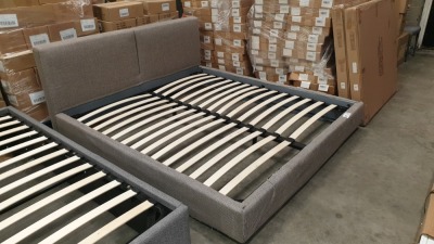 1 X BROWN DOUBLE BED WITH HEADBOARD