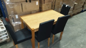 OAKMAN RECTANGULAR DINING TABLE WITH 4 FAUX LEATHER CHAIRS