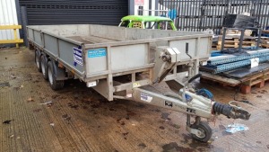 6 WHEELED IFOR WILLIAMS DROP SIDED TRAILER TYPE 3Cb LM166G3, 3500 KG GVW WITH 3000 KG WINCH