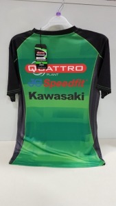 16 X BRAND NEW KAWASAKI OFFICIAL MERCHANDISE TEAM KAWASAKI SPONSORED T SHIRTS SIZE XS AND SMALL