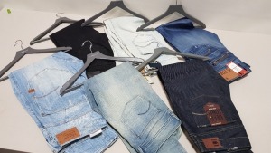 6 X PAIRS OF BRAND NEW G-STAR RAW JEANS IN VARIOUS STYLES & COLOURS IE. LIGHT BLUE, DARK BLUE AND GREY ETC - RRP £480 - SIZE 32