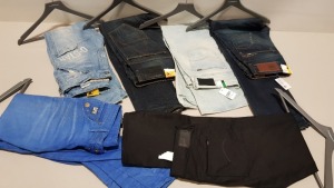 6 X PAIRS OF BRAND NEW G-STAR RAW JEANS IN VARIOUS STYLES & COLOURS IE. LIGHT BLUE, DARK BLUE AND GREY ETC - RRP £480 - SIZE 30