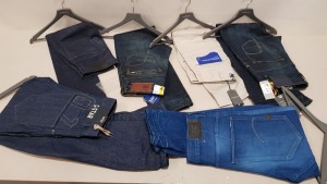 6 X PAIRS OF BRAND NEW G-STAR RAW JEANS IN VARIOUS STYLES & COLOURS IE. LIGHT BLUE, DARK BLUE AND GREY ETC - RRP £480 - SIZE 30