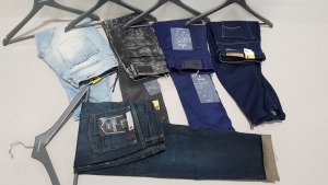 5 X PAIRS OF BRAND NEW G-STAR RAW JEANS IN VARIOUS STYLES & COLOURS IE. LIGHT BLUE, DARK BLUE AND GREY ETC - RRP £400 - SIZE 26