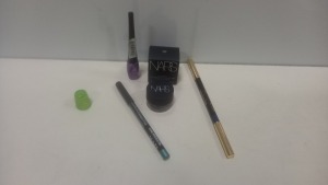 60 PIECE MIXED COSMETIC LOT CONTAINING 24 X NARS 8147 TATAR EYE PAINT 20 X NYX SEAFOAM GREY EYE PENCIL 13 X NYX PURPLE GLITTER LINE 3 X YVES SAINT LAURENT BLUE EYE PENCIL