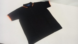 50 X BRAND NEW PAPINI RETRO BLACK/ORANGE POLO SHIRTS - SIZE SMALL